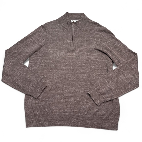 Jos. A. Bank Other - Jos A Bank 1/4 Zip Pullover Knit Sweater Mens Size XL Coffee Brown Mock Neck